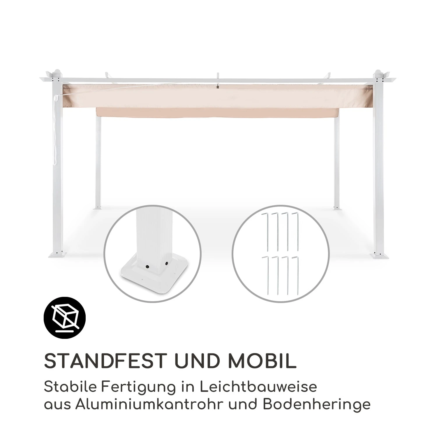 Pantheon Pergola Aluminiumkantrohr 3x4m 4 Eckpfosten Wasserabweisend - Image 3