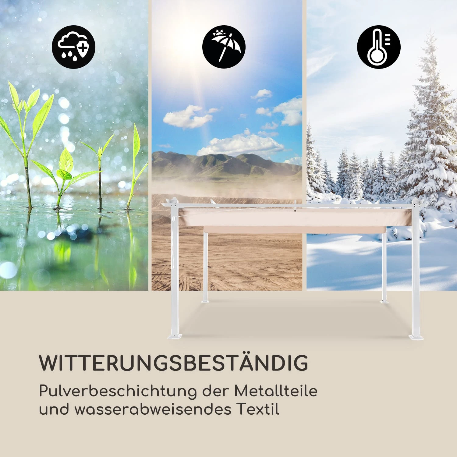 Pantheon Pergola Aluminiumkantrohr 3x4m 4 Eckpfosten Wasserabweisend - Image 5