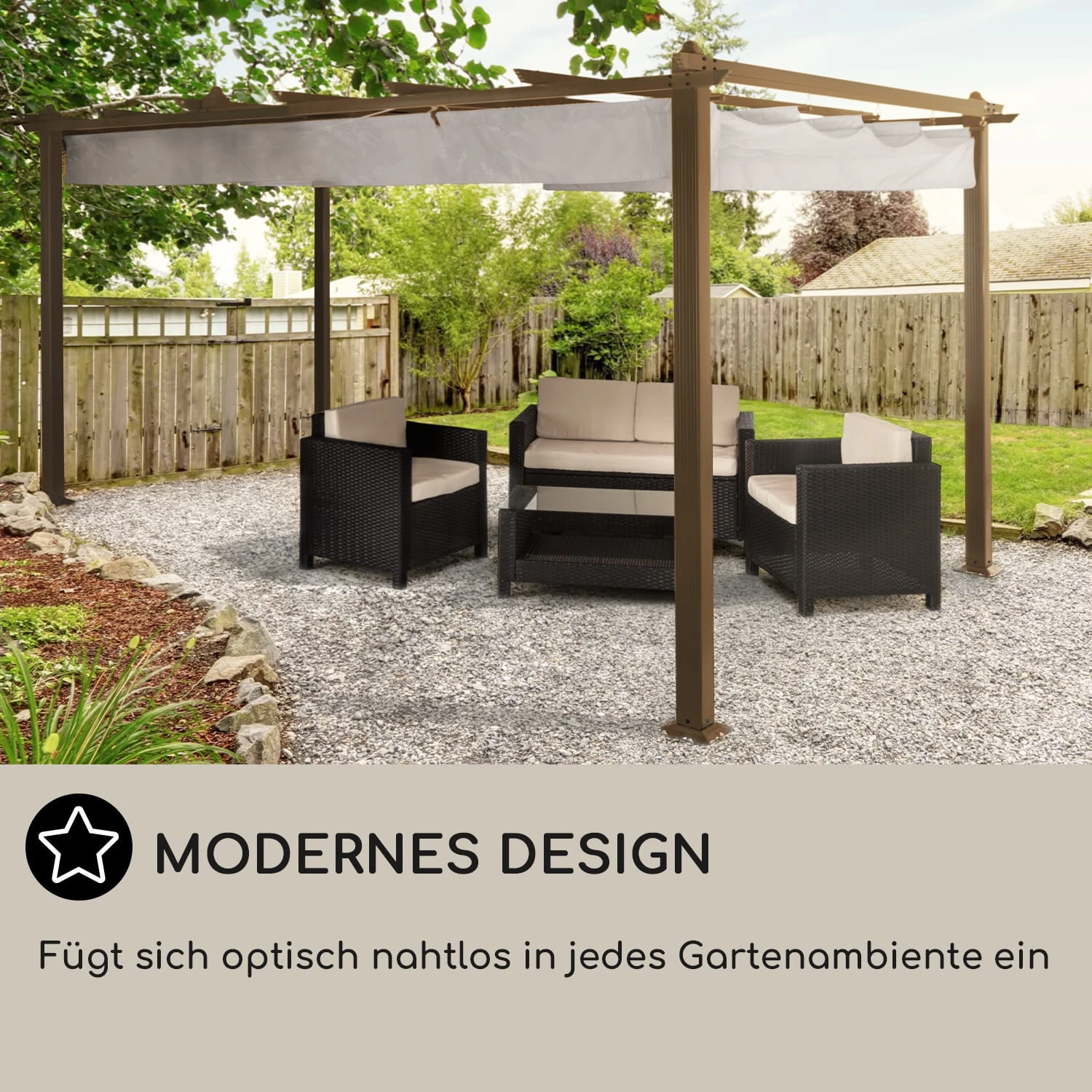Pantheon Rust Pergola Aluminium 3x4m 6 Eckpfosten Wasserabweisend - Image 6