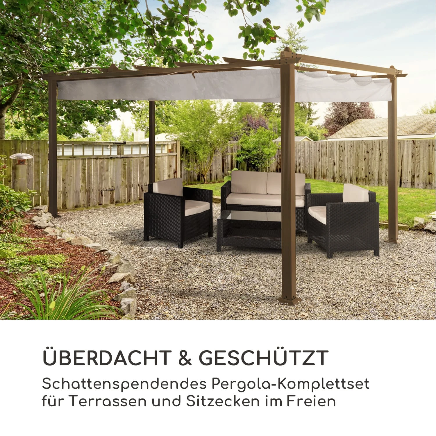 Pantheon Rust Pergola Aluminium 3x4m 6 Eckpfosten Wasserabweisend - Image 2