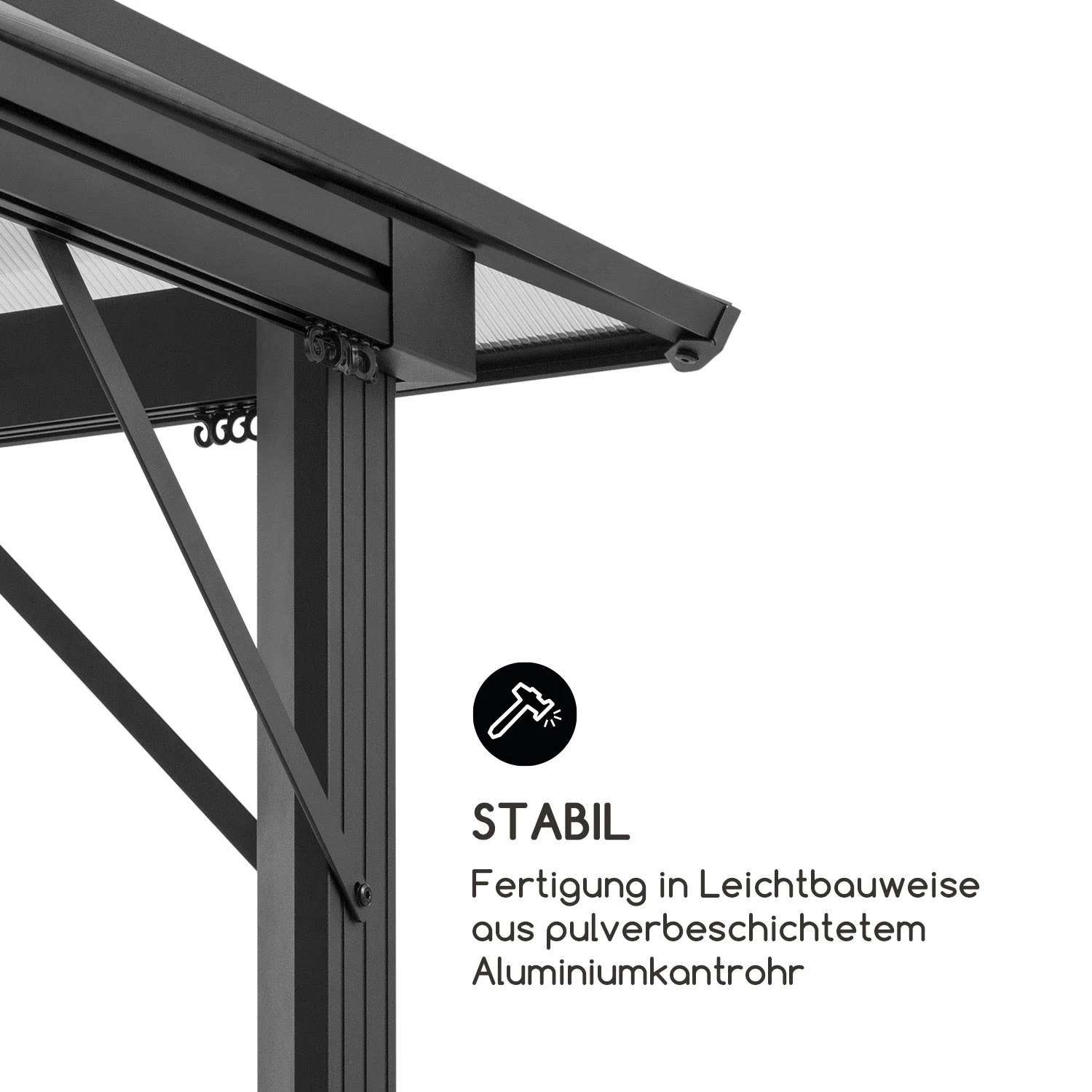 Pantheon Solid Sky Ambient Solar Pavillon 3x3m Polycarbonat Aluminium - Image 6