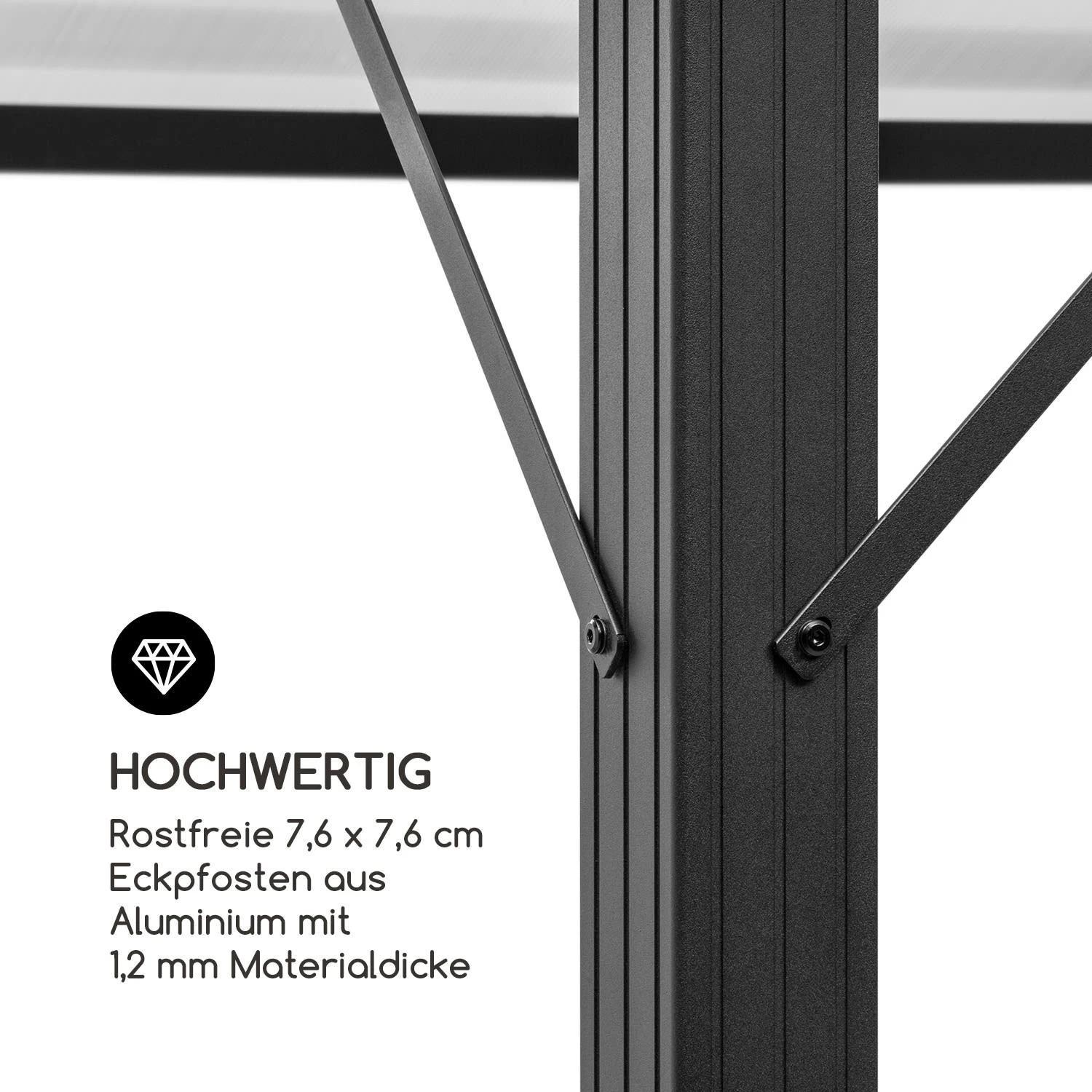Pantheon Solid Sky Ambient Solar Pavillon 3x3m Polycarbonat Aluminium - Image 8