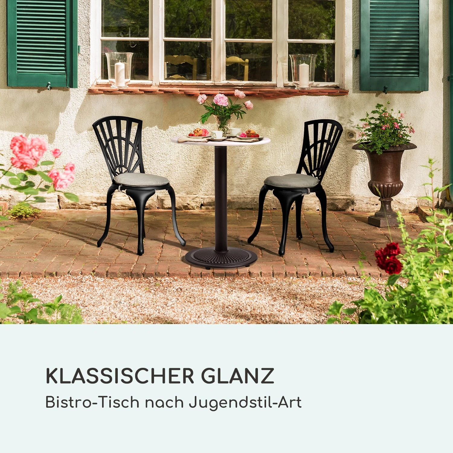 Patras Pearl Bistro-Tisch Jugendstil Marmor Ø 60 Cm H 75 Cm Gusseisern - Image 2