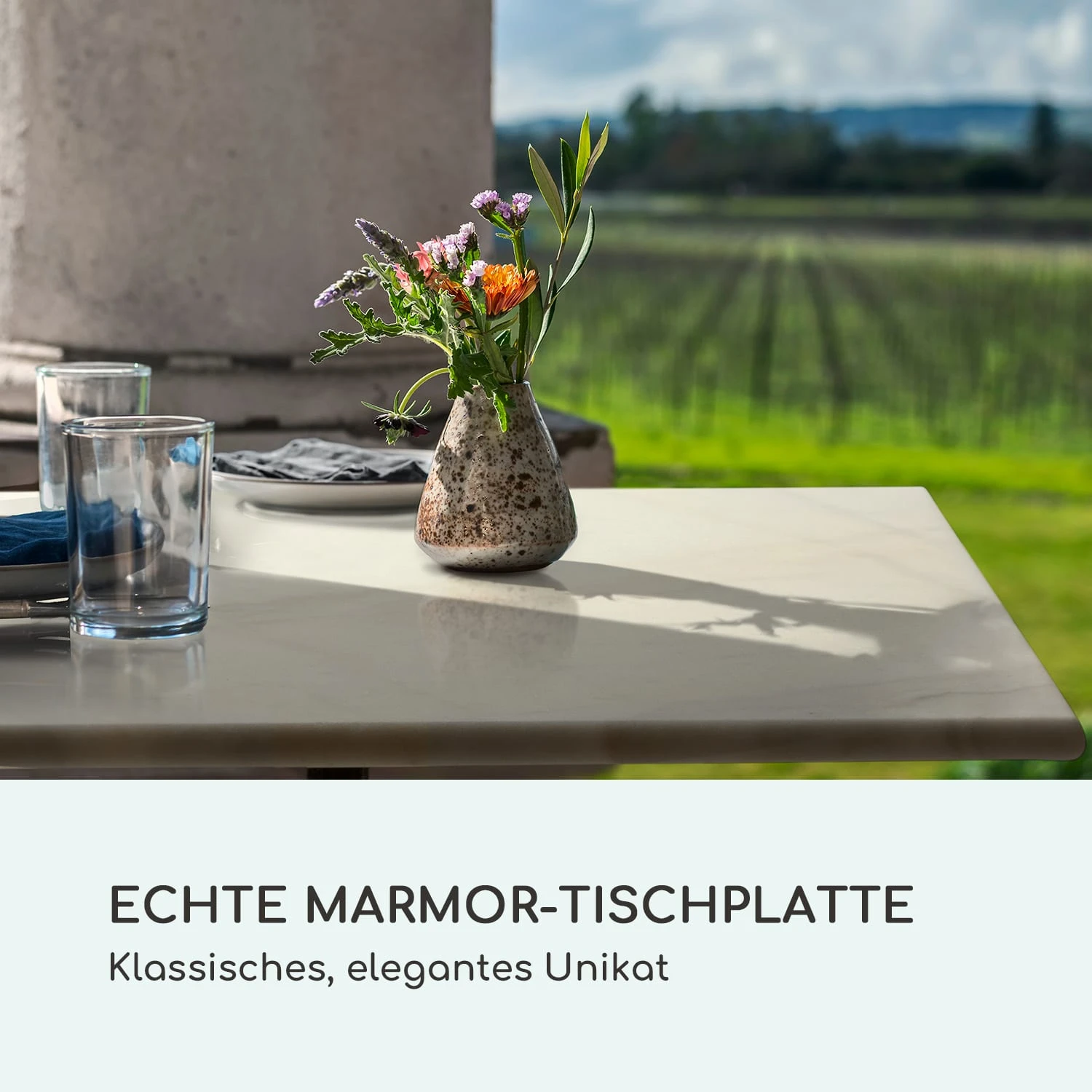 Patras Onyx Bistro-Tisch Mit Jugendstil Marmor 60 X 60 Cm Höhe: 72 Cm Dreibein - Image 3