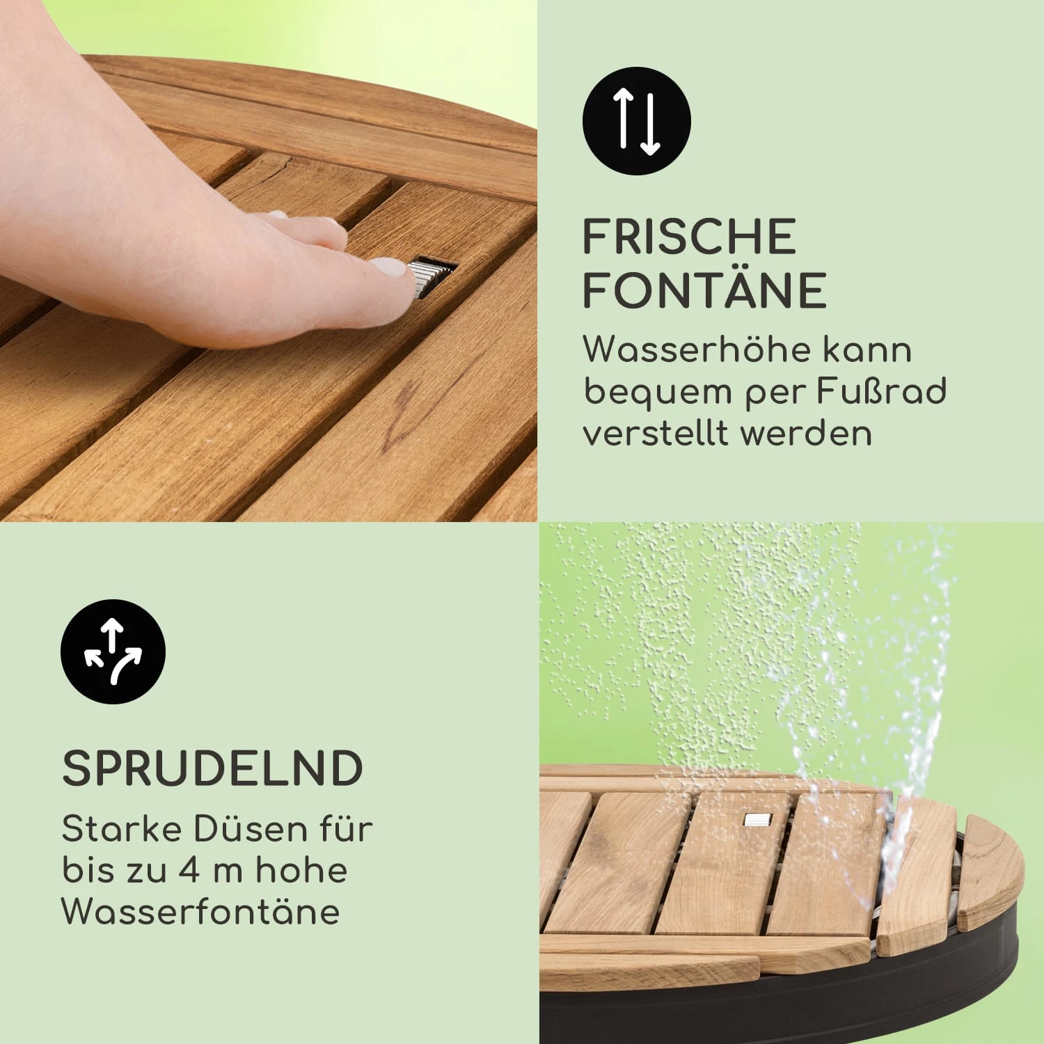 Sumatra Teak Round Gartendusche Aluminium Teakholz Tragegriff - Image 4