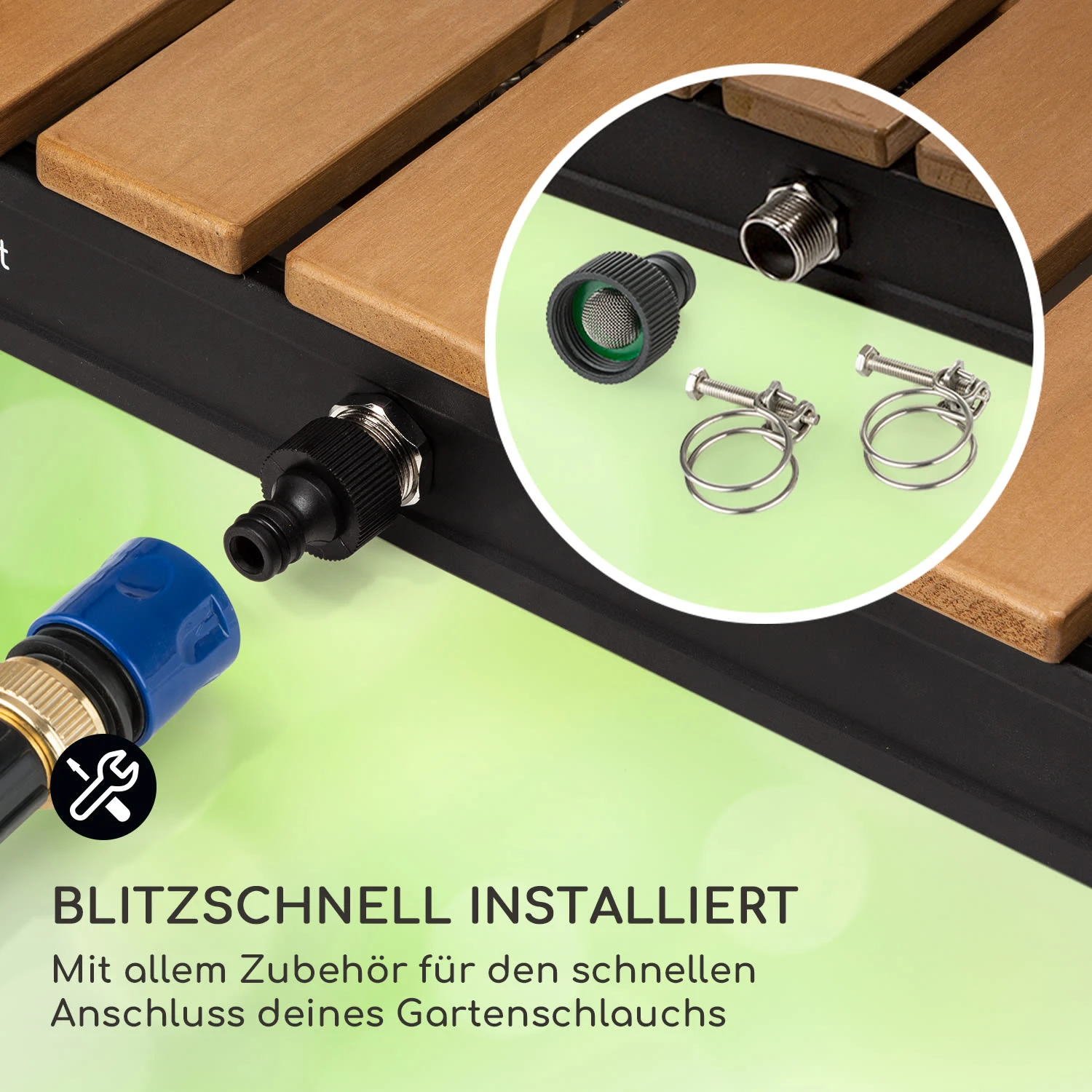 Sumatra Breeze Square Gartendusche WPC Aluminium 70x55cm Eckig - Image 5