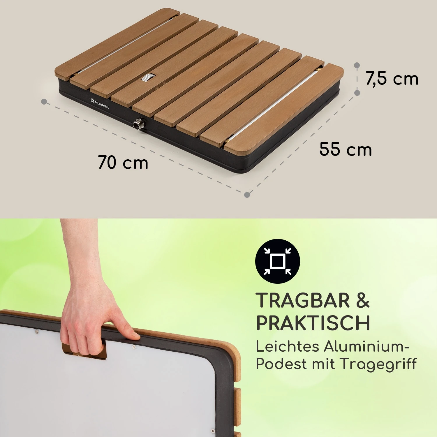 Sumatra Breeze Square Gartendusche WPC Aluminium 70x55cm Eckig - Image 6