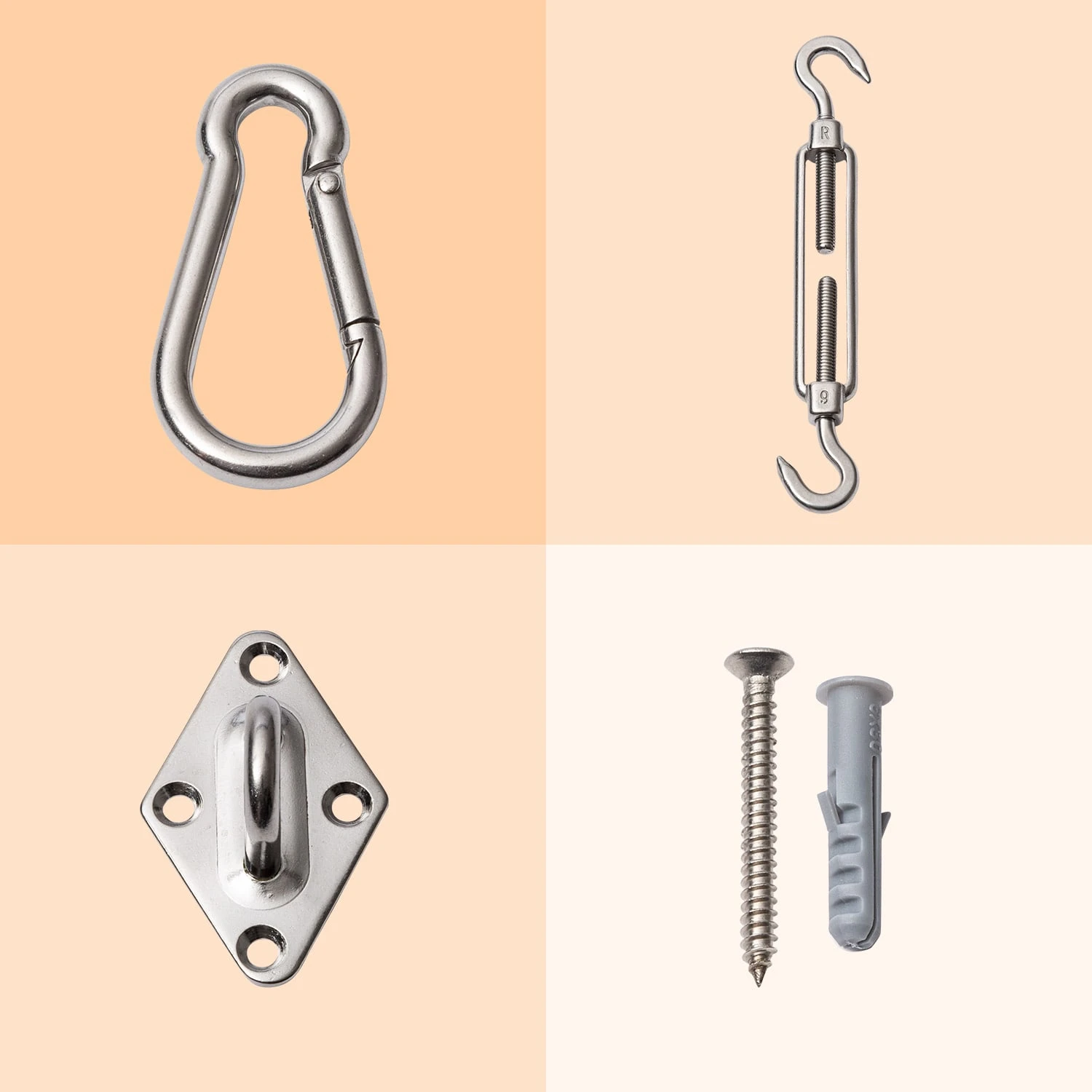 Befestigungskit Für Sonnensegel Rostfreier Edelstahl 24-teilig - Image 2