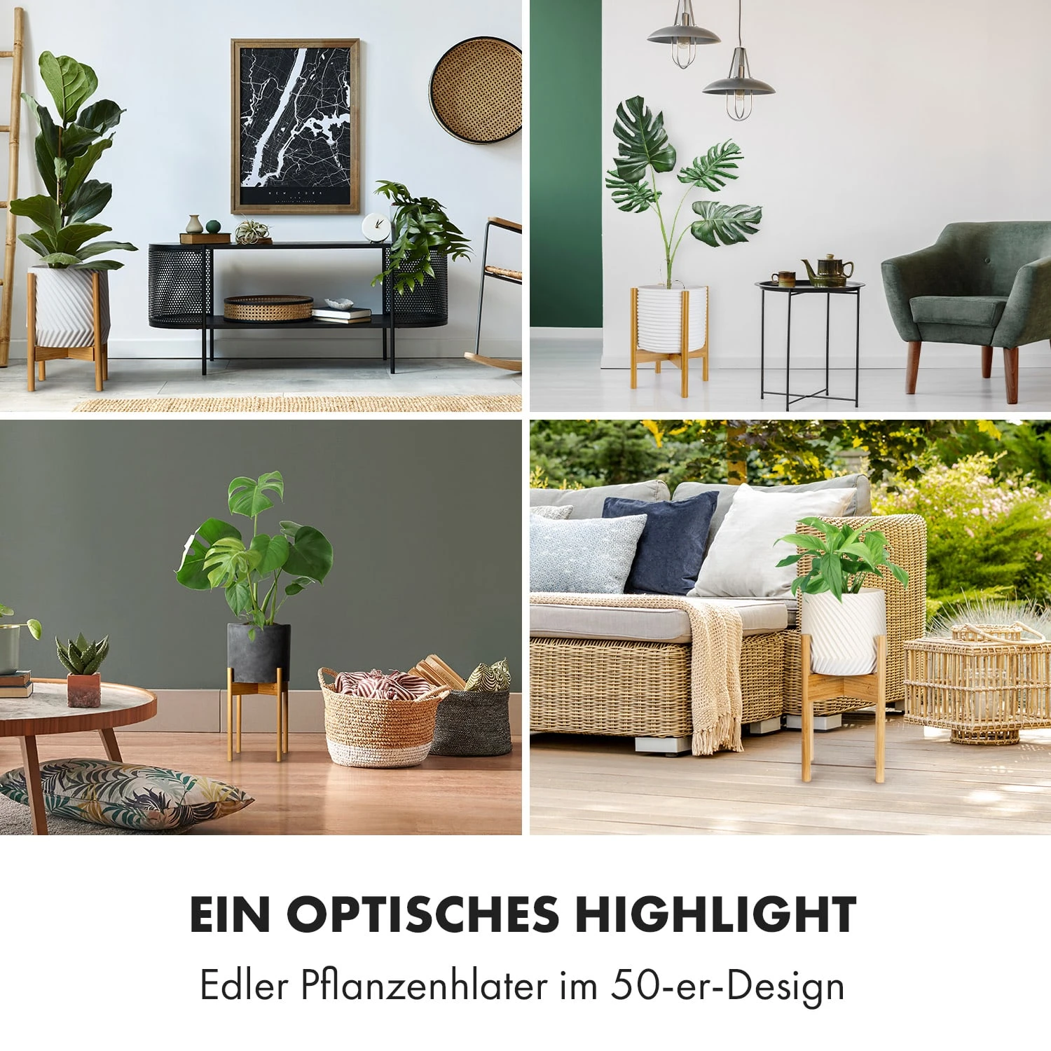 Zeist Pflanzenhalter 3er-Set 2 Höhen Kombinierbar Steck-Design Naturbelassen - Image 2