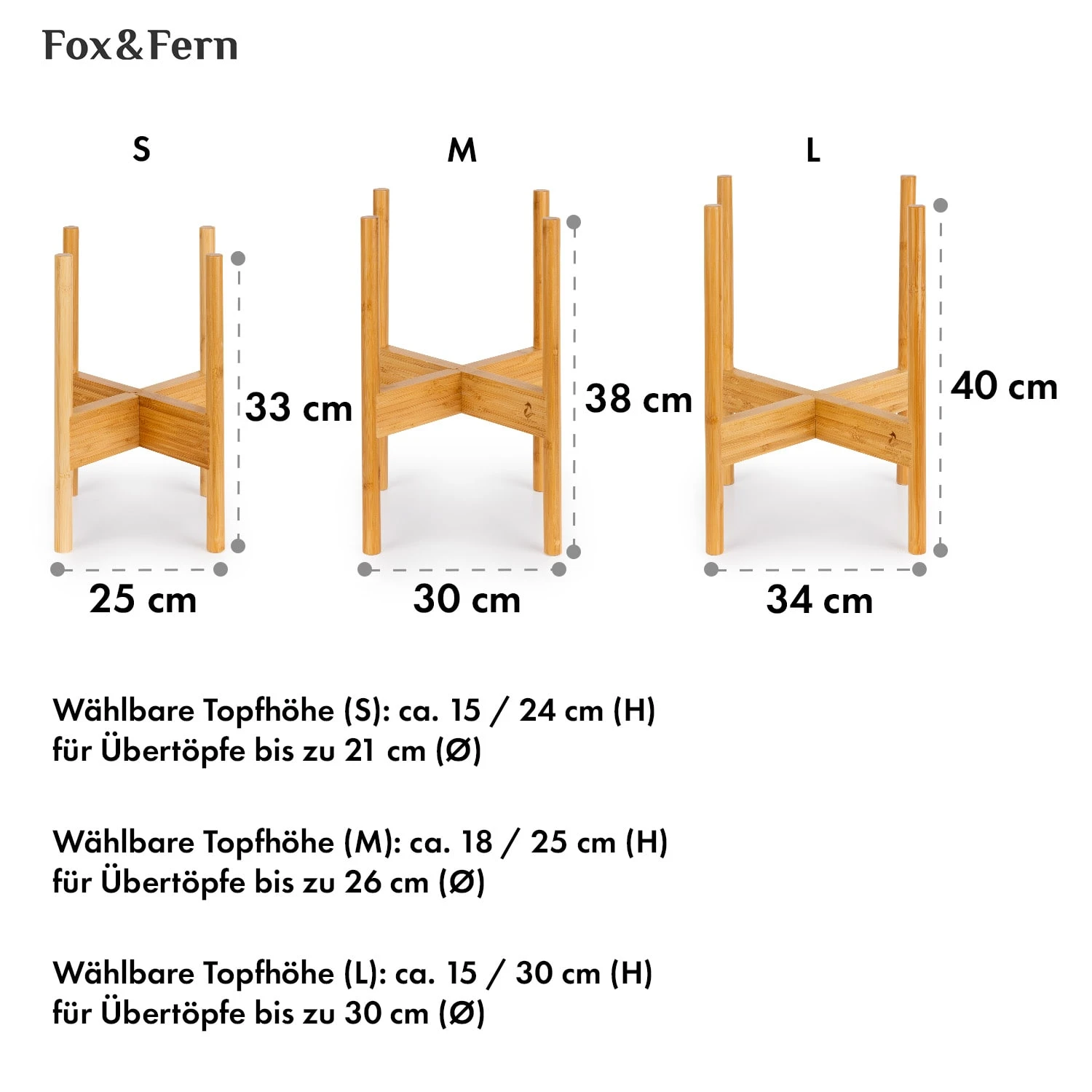 Zeist Pflanzenhalter 3er-Set 2 Höhen Kombinierbar Steck-Design Naturbelassen - Image 6