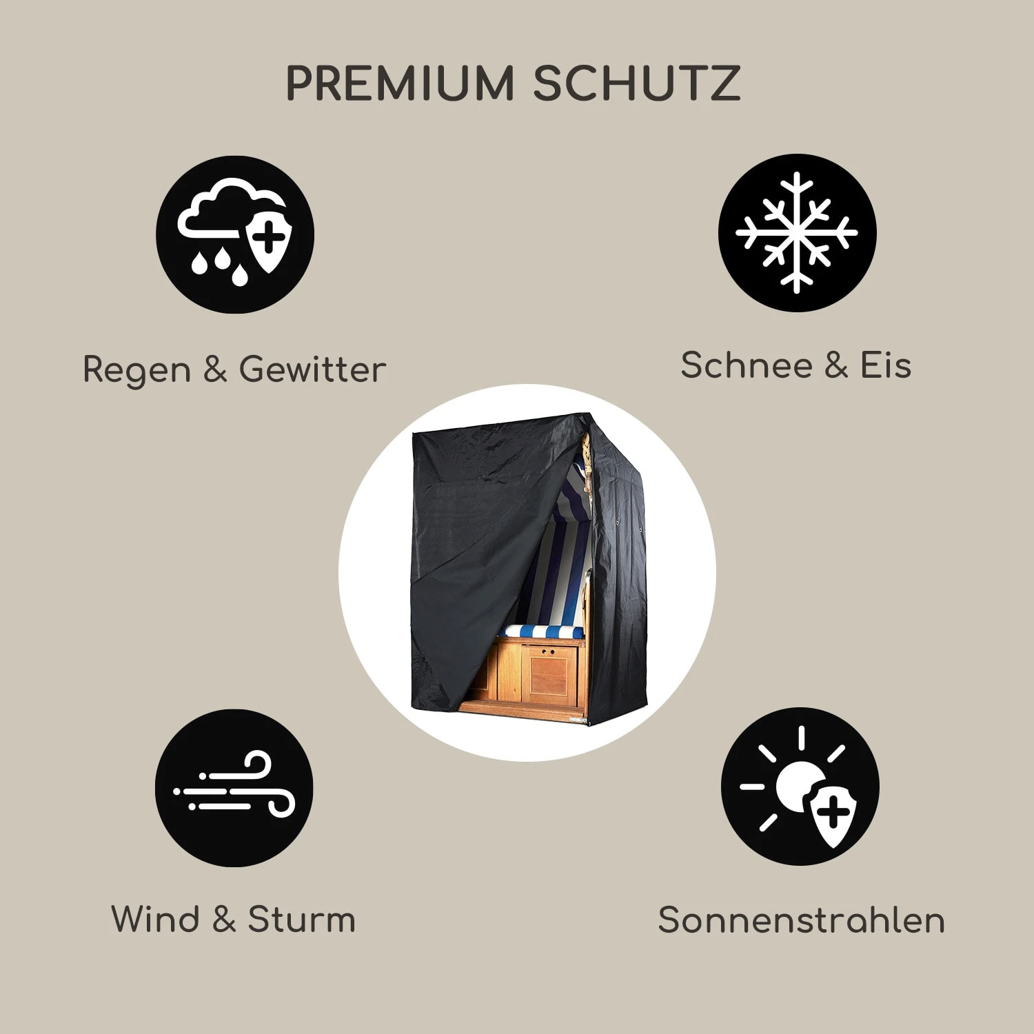 Grandeur Schutzhülle Für Strandkorb Extra Wasserabweisend UV-beständig Polyester - Image 4