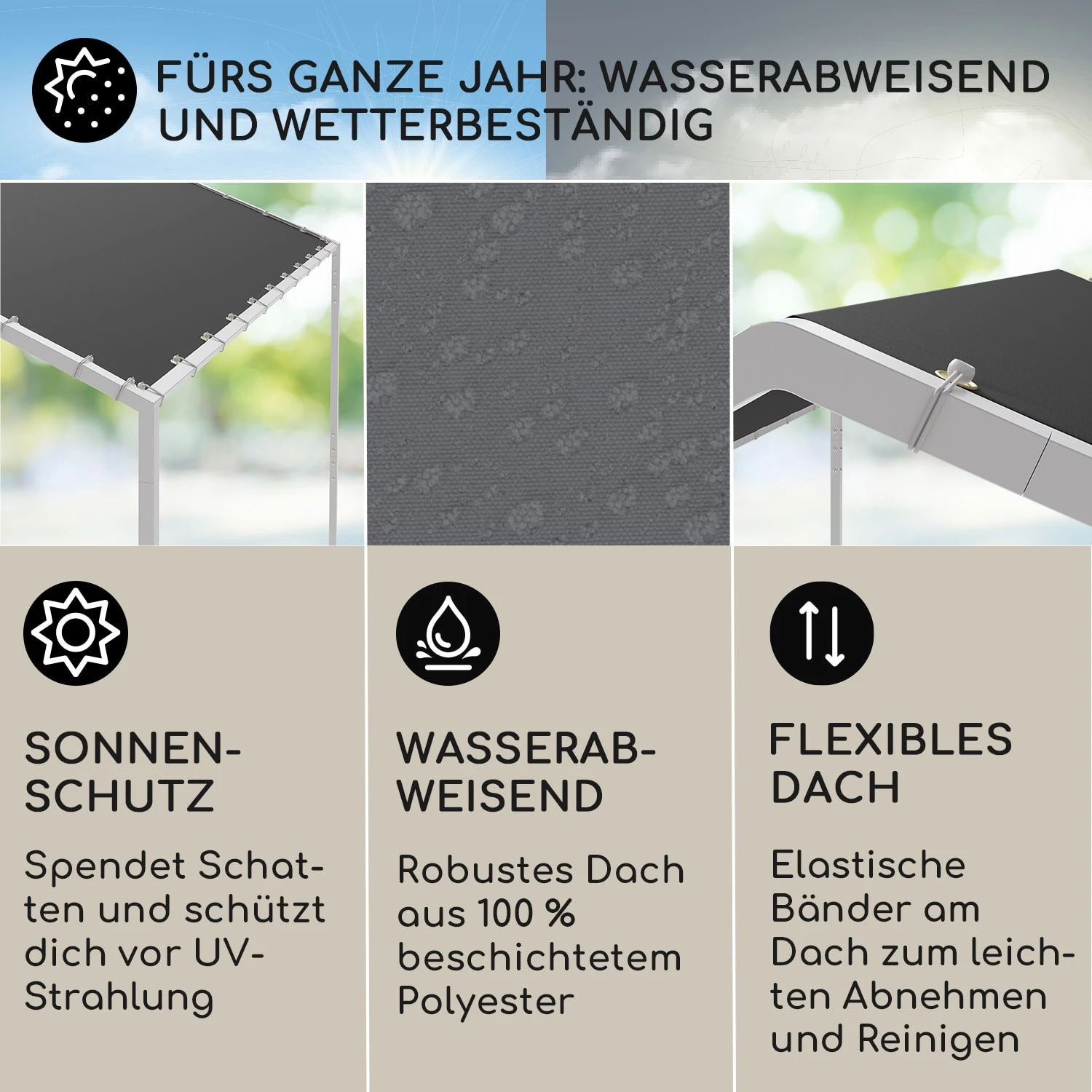 Blumfeldt La Rochelle Gazebo SchrÀgdach UV 50+ Aluminium Polyester - Image 2