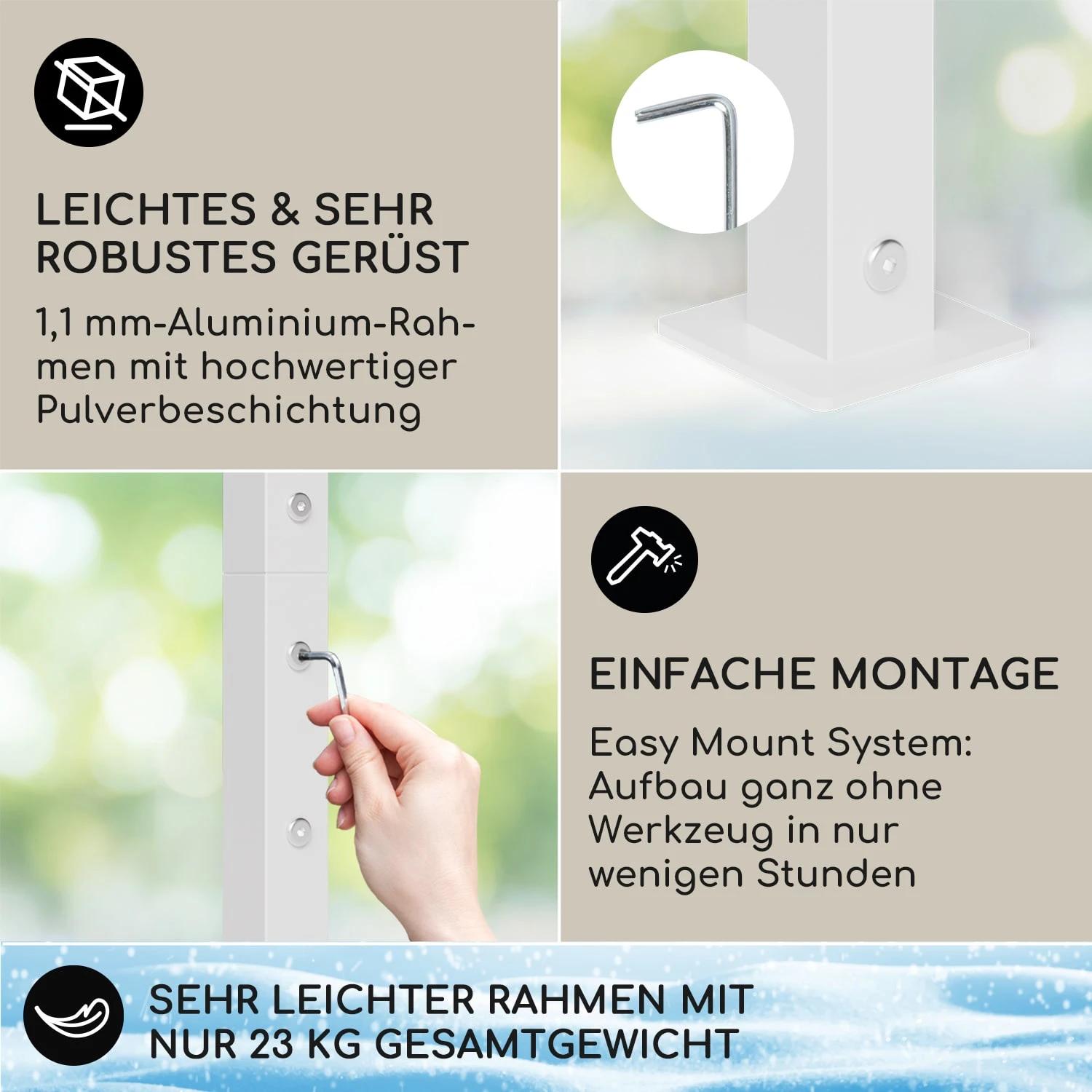 Blumfeldt La Rochelle Gazebo SchrÀgdach UV 50+ Aluminium Polyester - Image 3